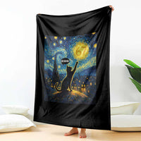 67 Cat Meme Throw Blanket Funny Six Seven Cat Starry Night Van Gogh - Wonder Print Shop