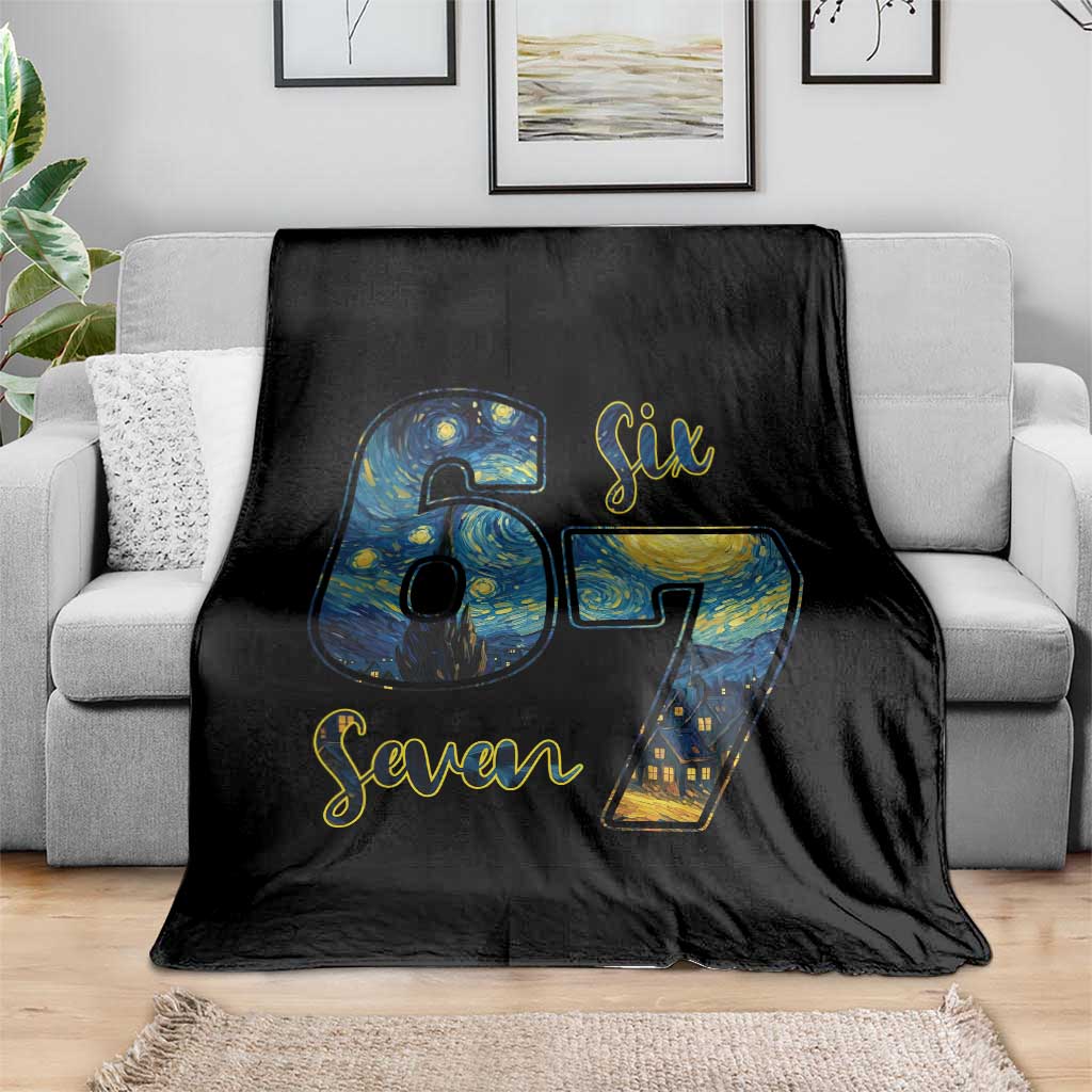67 Six Seven Meme Throw Blanket Starry Night Van Gogh - Wonder Print Shop