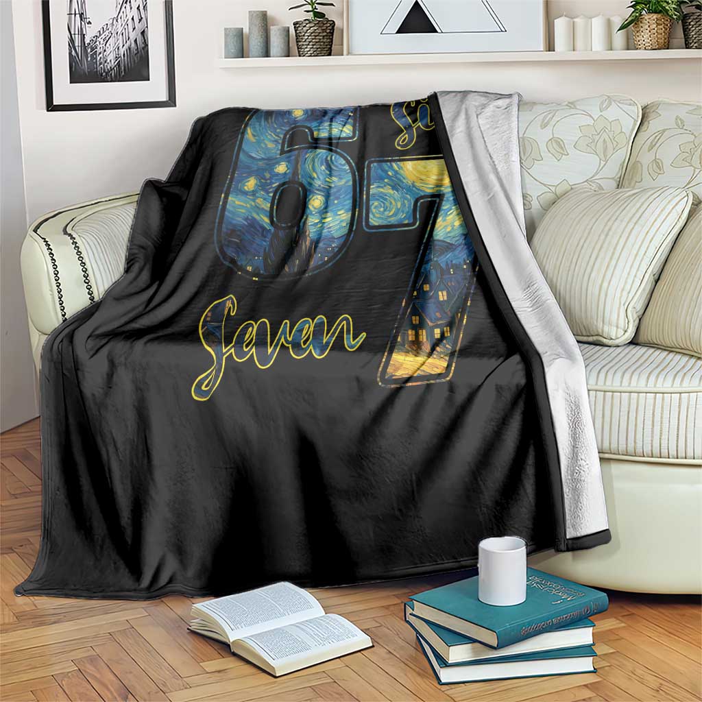 67 Six Seven Meme Throw Blanket Starry Night Van Gogh - Wonder Print Shop
