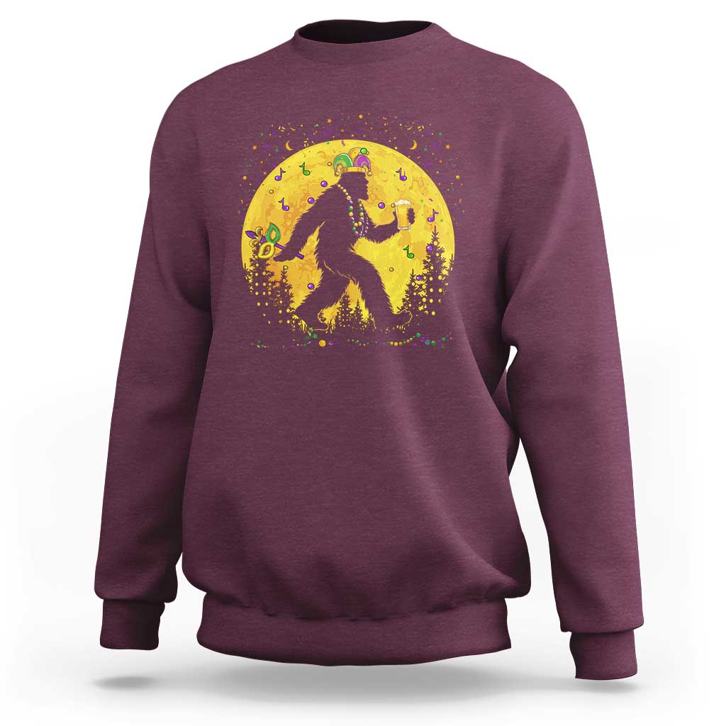 Mardi Gras Bigfoot Sweatshirt Funny Sasquatch Carnival Trendy Meme