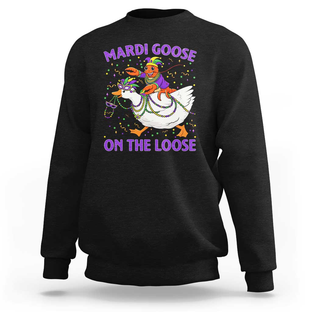 Funny Mardi Gras Sweatshirt Goose Crawfish Carnival Trendy Meme