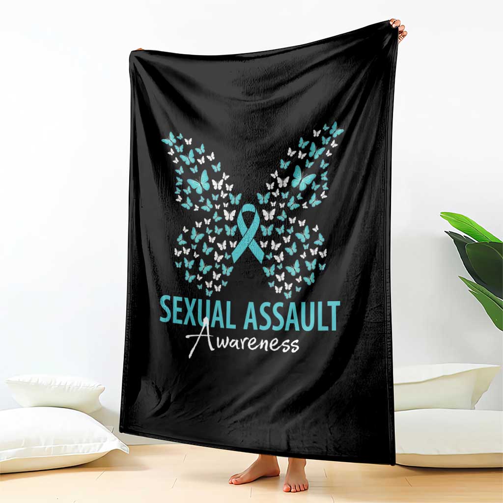 Sexual Assault Awareness Butterfly Ribbon Throw Blanket
