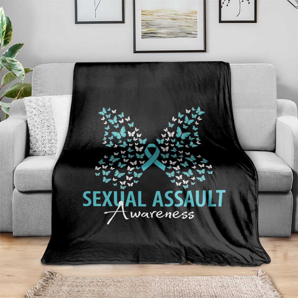Sexual Assault Awareness Butterfly Ribbon Throw Blanket