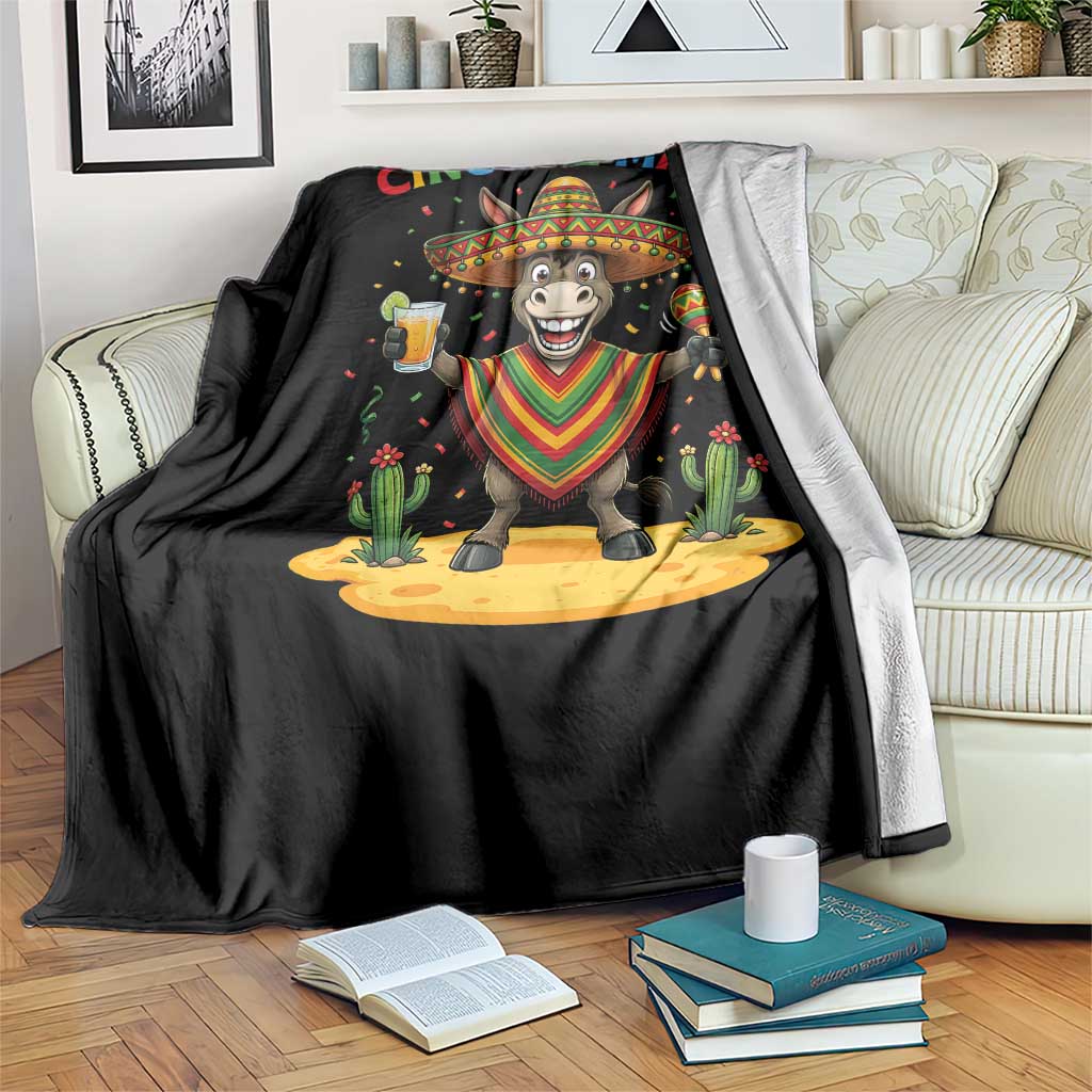 Cinco de Mayo Donkey Mexican Fiesta Throw Blanket