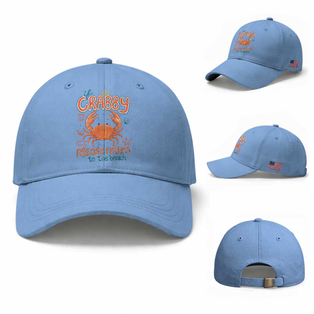 If Crabby Please Return To The Beach Baseball Cap Funny Crab Summer Vacatiion