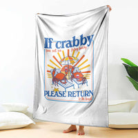 If Crabby Please Return To The Beach Throw Blanket Funny Summer Crab