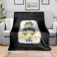 Messy Bun School Bus Driver Life Throw Blanket - Wonder Print Shop