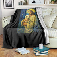 Jesus Christian Throw Blanket Hug Lamb Starry Night Van Gogh - Wonder Print Shop