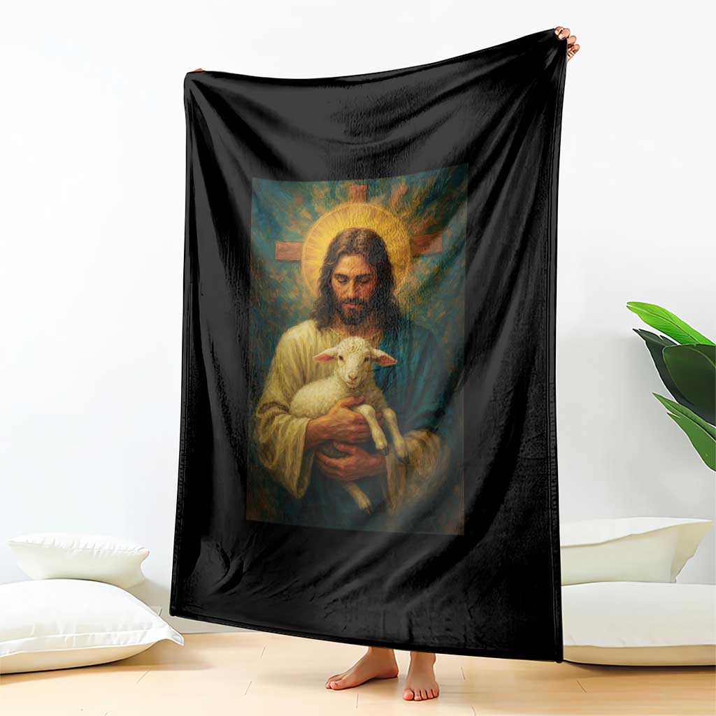 Jesus Christian Throw Blanket Hug Lamb Faith Easter - Wonder Print Shop