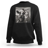 Funny Santa Selfie with Cow Christmas Sweatshirt - Wonder Print Shop