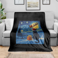 Cat Starry Night Christmas Throw Blanket Van Gogh Cat Lover Xmas - Wonder Print Shop