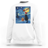 Cat Starry Night Christmas Sweatshirt Van Gogh Cat Lover Xmas - Wonder Print Shop