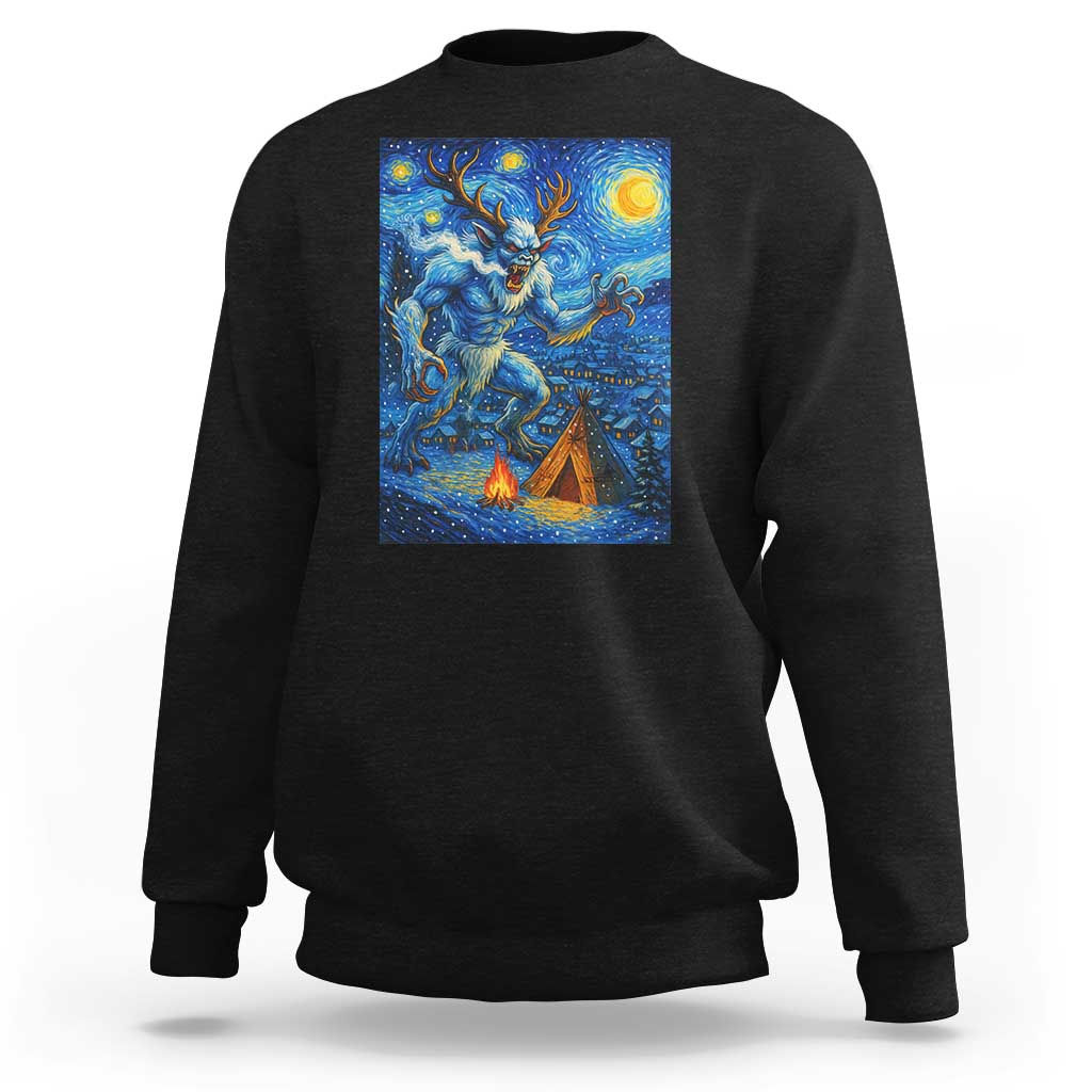 Wedigo Cryptid Christmas Sweatshirt Native American Starry Night Xmas - Wonder Print Shop