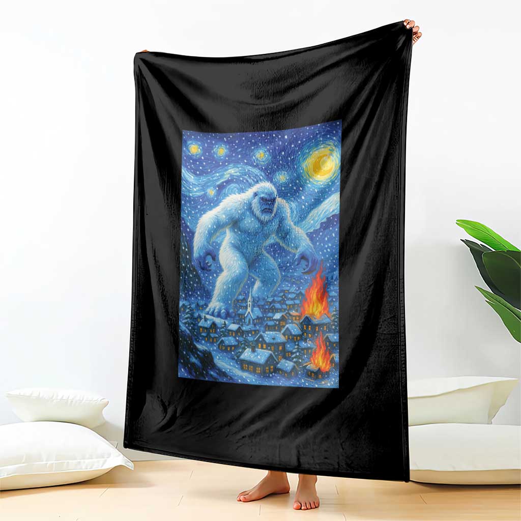 Yeti Cryptid Christmas Throw Blanket Winter Monster Starry Night Xmas - Wonder Print Shop