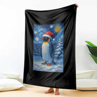 Penguin Christmas Throw Blanket Starry Night Van Gogh - Wonder Print Shop