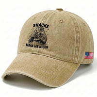 Funny Groundhog Eating Pizza Washed Cotton Baseball Cap Snacks Make Me Nicer