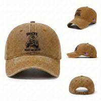 Funny Groundhog Eating Pizza Washed Cotton Baseball Cap Snacks Make Me Nicer