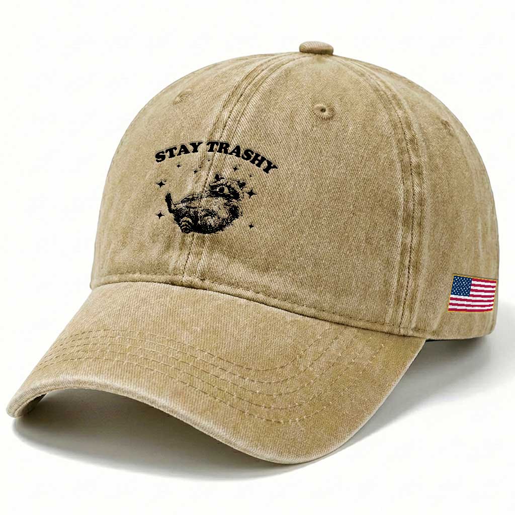Funny Raccoon Meme Washed Cotton Baseball Cap Stay Trashy