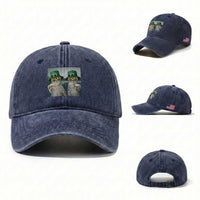 Funny St Patricks Day Cats Drinking Beer Meme Washed Cotton Baseball Cap