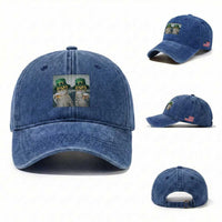 Funny St Patricks Day Cats Drinking Beer Meme Washed Cotton Baseball Cap