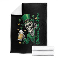Cheers Fuckers St Patricks Day Throw Blanket Funny Skeleton Drinking Beer