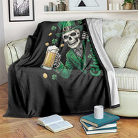 Cheers Fuckers St Patricks Day Throw Blanket Funny Skeleton Drinking Beer