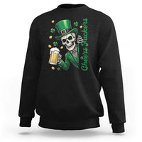 Cheers Fuckers St Patricks Day Sweatshirt Funny Skeleton Drinking Beer