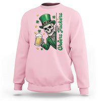 Cheers Fuckers St Patricks Day Sweatshirt Funny Skeleton Drinking Beer
