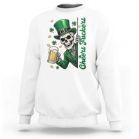 Cheers Fuckers St Patricks Day Sweatshirt Funny Skeleton Drinking Beer