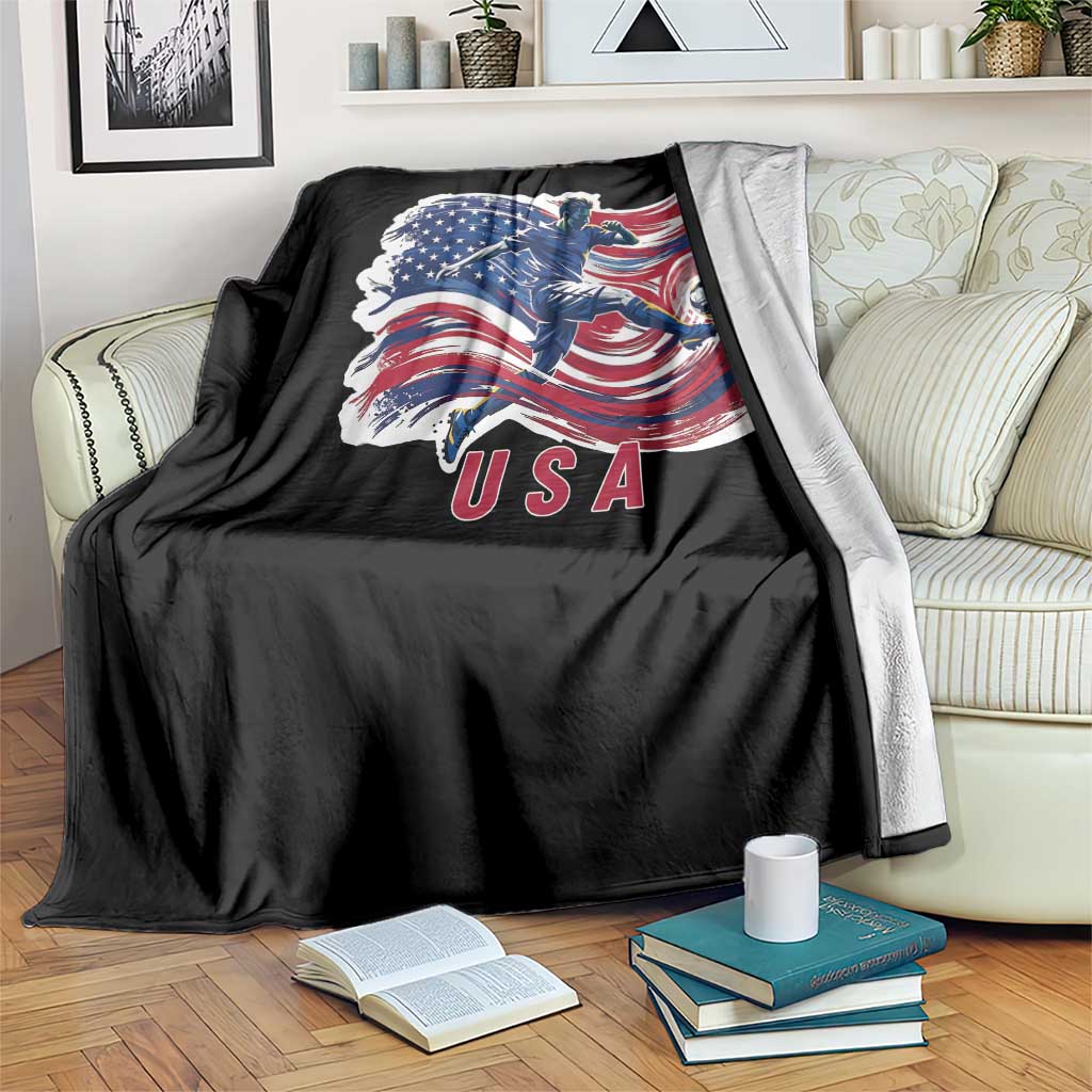 USA Soccer Fan American Flag Throw Blanket