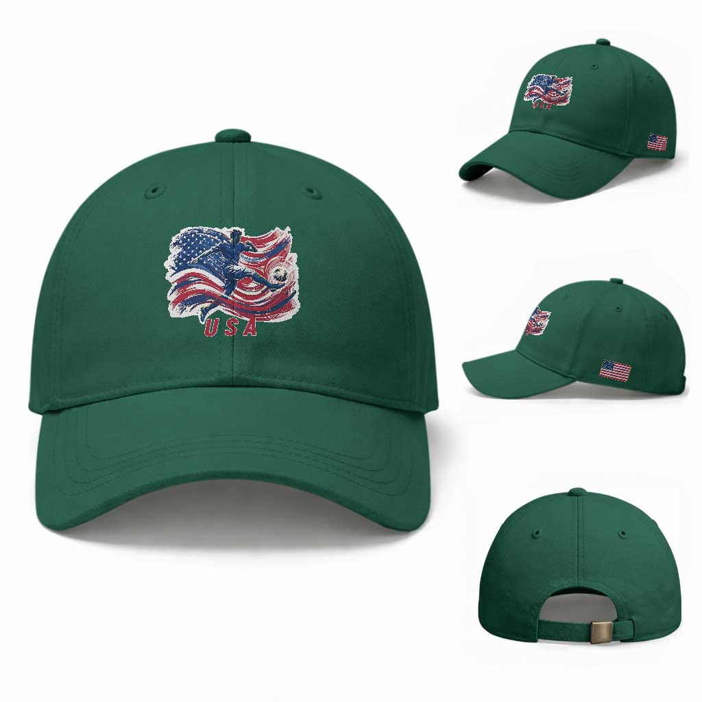 USA Soccer Fan American Flag Baseball Cap