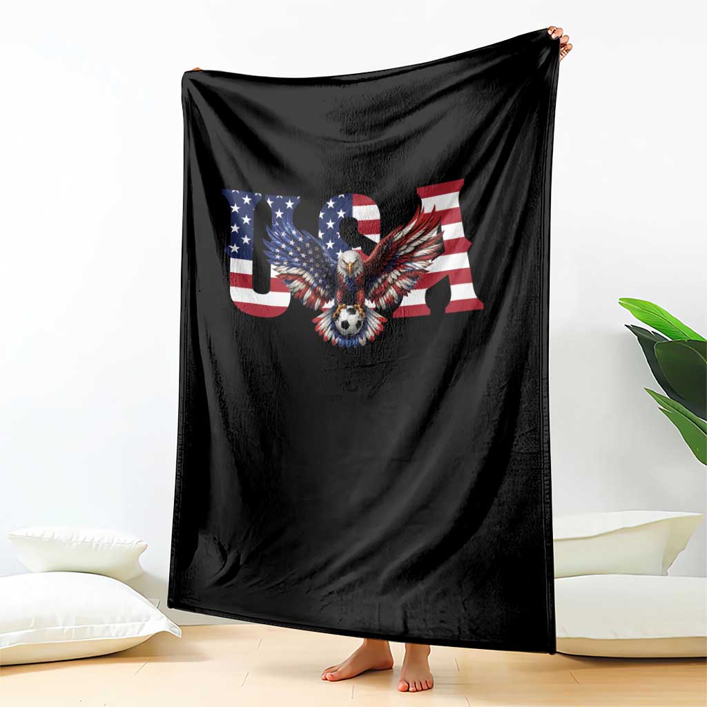 USA Soccer Eagle American Flag Fan Throw Blanket