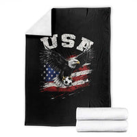 USA Soccer Bald Eagle American Flag Vintage Throw Blanket