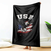 USA Soccer Bald Eagle American Flag Vintage Throw Blanket