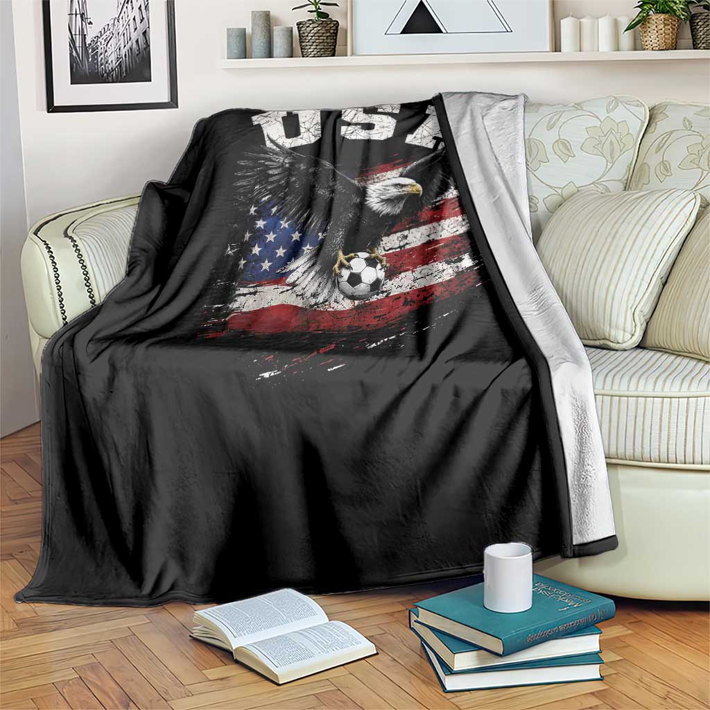 USA Soccer Bald Eagle American Flag Vintage Throw Blanket
