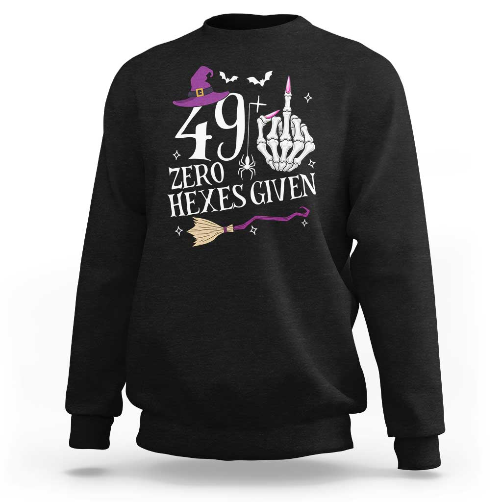 50th Birthday Halloween Sweatshirt 49 Plus Middle Finger Zero Hexes Given Gift For Women