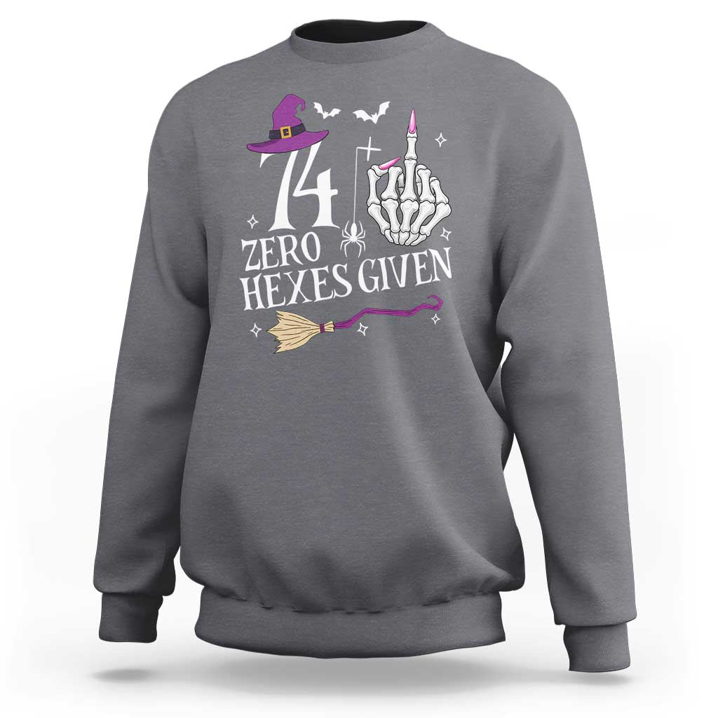 75th Birthday Halloween Sweatshirt 74 Plus Middle Finger Zero Hexes Given Gift For Women