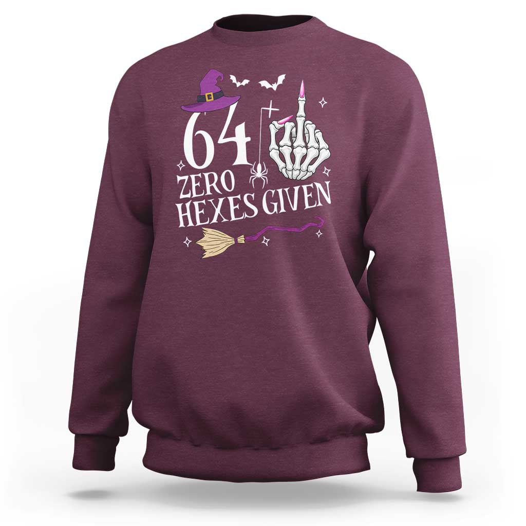 65th Birthday Halloween Sweatshirt 64 Plus Middle Finger Zero Hexes Given Gift For Women