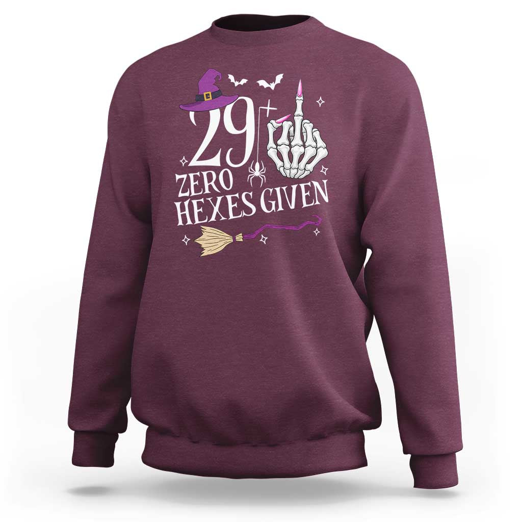 30th Birthday Halloween Sweatshirt 29 Plus Middle Finger Zero Hexes Given Gift For Women