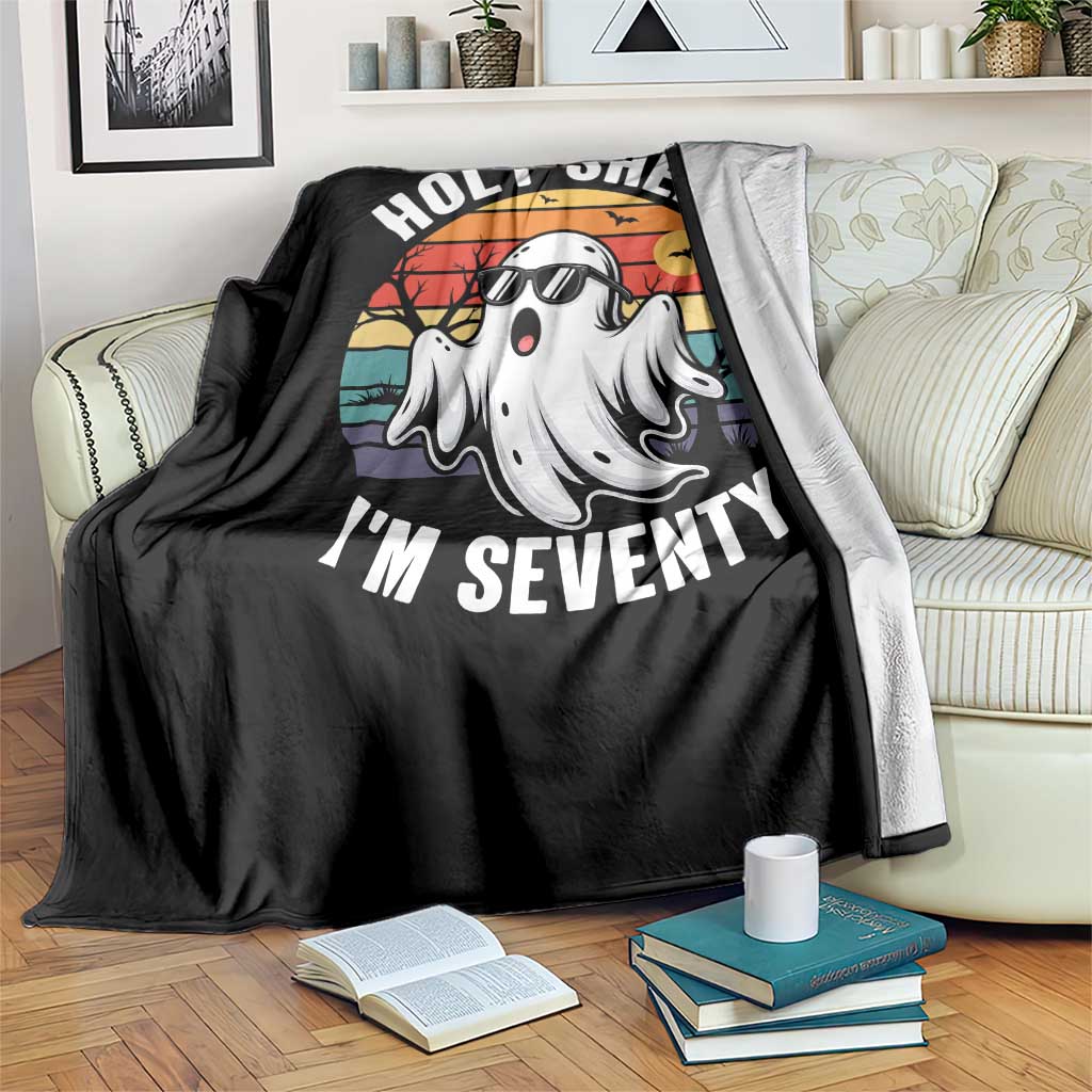70th Birthday Halloween Ghost Throw Blanket Holy Sheet I'm Seventy