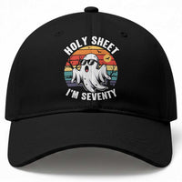 70th Birthday Halloween Ghost Baseball Cap Holy Sheet I'm Seventy
