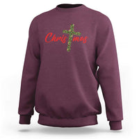 Christian Christmas Sweatshirt Cross Lights Faith - Wonder Print Shop