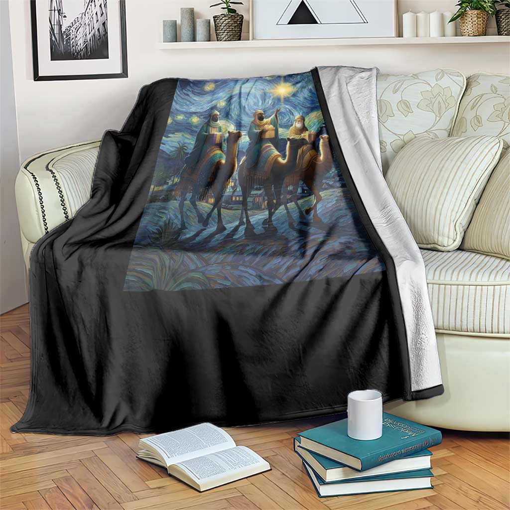 Three Kings Throw Blanket Nativity Scene Starry Night Christian Christmas - Wonder Print Shop