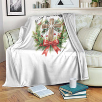 Cross Christmas Throw Blanket O Come Let Us Adove Him - Wonder Print Shop