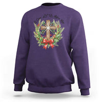 Cross Christmas Sweatshirt O Come Let Us Adove Him - Wonder Print Shop