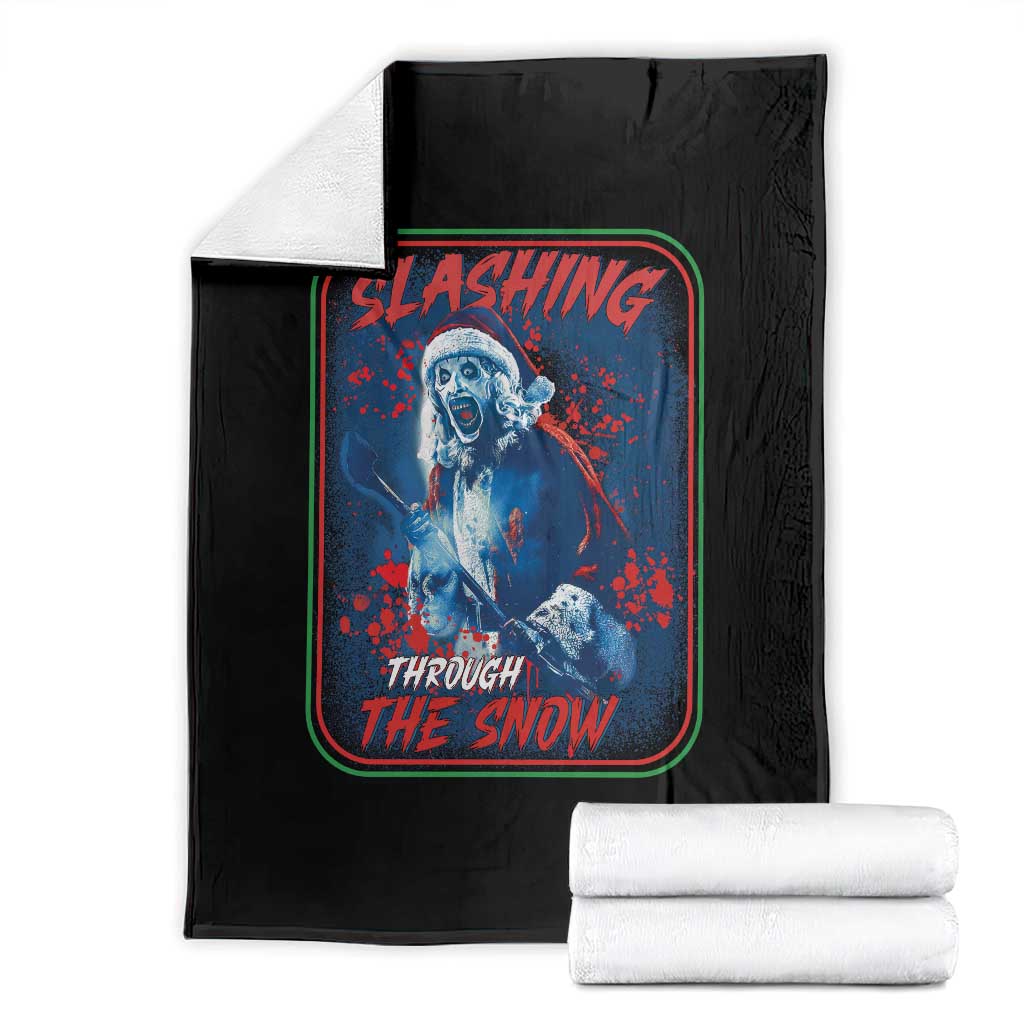 Terrifier Santa Christmas Throw Blanket Slashing Through The Snow - Wonder Print Shop