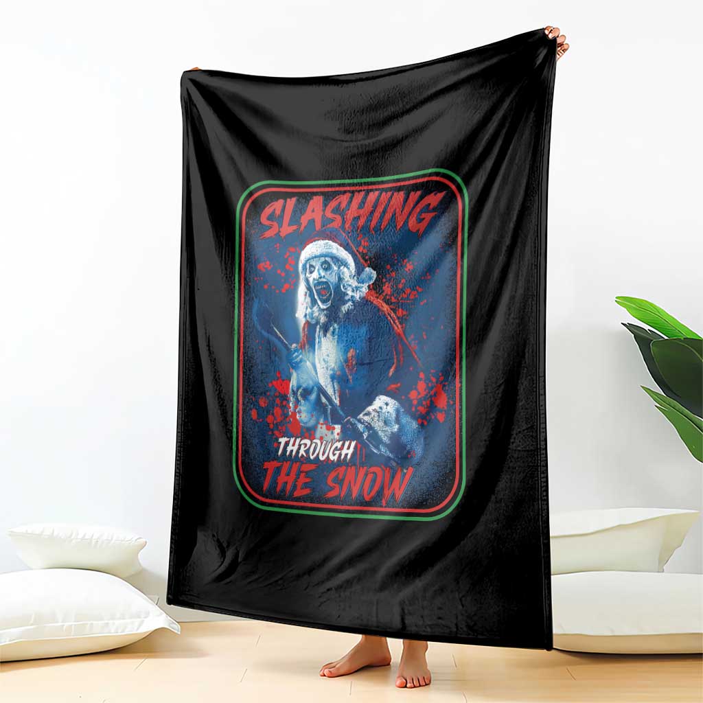 Terrifier Santa Christmas Throw Blanket Slashing Through The Snow - Wonder Print Shop