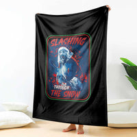 Terrifier Santa Christmas Throw Blanket Slashing Through The Snow - Wonder Print Shop
