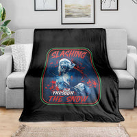 Terrifier Santa Christmas Throw Blanket Slashing Through The Snow - Wonder Print Shop