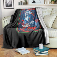 Terrifier Santa Christmas Throw Blanket Slashing Through The Snow - Wonder Print Shop